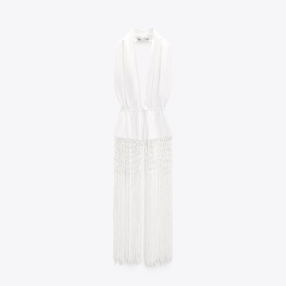 ZARA OPEN BACK LINEN TOP SIZE XS